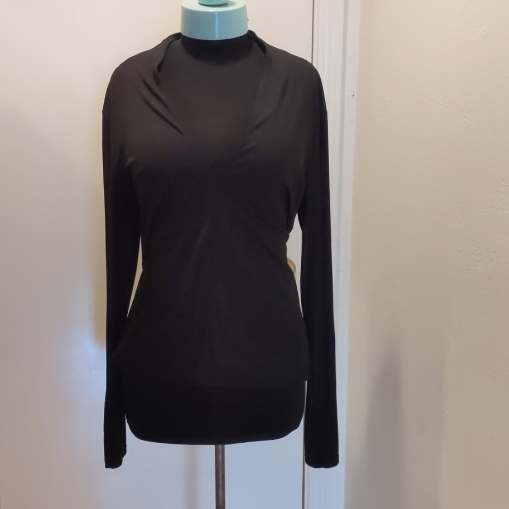 Slinky black deep v top